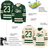 Custom Green-Cream Reversible Double Side Hockey Jersey