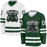 Custom Green-White Reversible Double Side Hockey Jersey