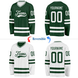 Custom Green-White Reversible Double Side Hockey Jersey