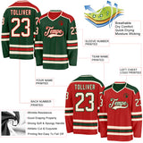 Custom Green Cream-Red Reversible Double Side Hockey Jersey