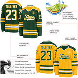 Custom Green White-Gold Reversible Double Side Hockey Jersey