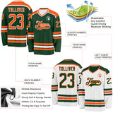 Custom Green Orange-White Reversible Double Side Hockey Jersey