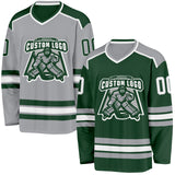 Custom Green White-Gray Reversible Double Side Hockey Jersey