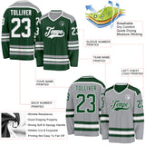 Custom Green White-Gray Reversible Double Side Hockey Jersey