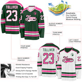 Custom Green White-Pink Reversible Double Side Hockey Jersey