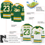 Custom Kelly Green White-Gold Reversible Double Side Hockey Jersey