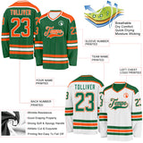 Custom Kelly Green Orange-White Reversible Double Side Hockey Jersey
