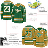 Custom Kelly Green White-Old Gold Reversible Double Side Hockey Jersey