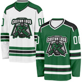 Custom Kelly Green White-Black Reversible Double Side Hockey Jersey