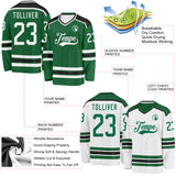 Custom Kelly Green White-Black Reversible Double Side Hockey Jersey