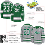 Custom Kelly Green White-Gray Reversible Double Side Hockey Jersey