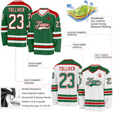 Custom Kelly Green White-Red Reversible Double Side Hockey Jersey