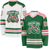 Custom Kelly Green Medium Pink-White Reversible Double Side Hockey Jersey