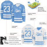 Custom Light Blue-White Reversible Double Side Hockey Jersey