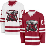 Custom Maroon-White Reversible Double Side Hockey Jersey