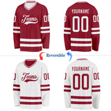 Custom Maroon-White Reversible Double Side Hockey Jersey