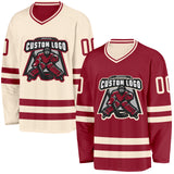 Custom Maroon-Cream Reversible Double Side Hockey Jersey