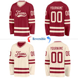 Custom Maroon-Cream Reversible Double Side Hockey Jersey