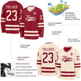 Custom Maroon-Cream Reversible Double Side Hockey Jersey