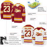 Custom Maroon White-Gold Reversible Double Side Hockey Jersey