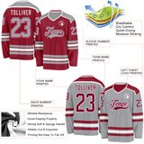 Custom Maroon Gray-White Reversible Double Side Hockey Jersey