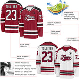 Custom Maroon White-Black Reversible Double Side Hockey Jersey