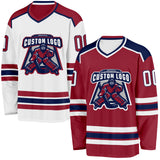 Custom Maroon White-Navy Reversible Double Side Hockey Jersey