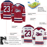Custom Maroon White-Navy Reversible Double Side Hockey Jersey
