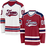 Custom Maroon White-Navy Reversible Double Side Hockey Jersey