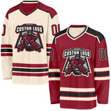 Custom Maroon Black-Cream Reversible Double Side Hockey Jersey
