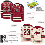 Custom Maroon Black-Cream Reversible Double Side Hockey Jersey