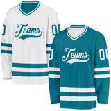 Custom Teal-White Reversible Double Side Hockey Jersey
