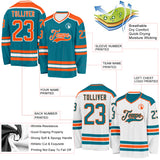 Custom Teal Orange-White Reversible Double Side Hockey Jersey