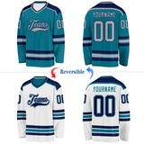 Custom Teal Gray-Navy Reversible Double Side Hockey Jersey