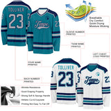 Custom Teal Gray-Navy Reversible Double Side Hockey Jersey