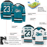 Custom Teal White-Black Reversible Double Side Hockey Jersey