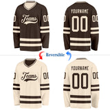 Custom Brown-Cream Reversible Double Side Hockey Jersey