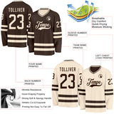 Custom Brown-Cream Reversible Double Side Hockey Jersey