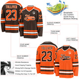 Custom Brown Orange-White Reversible Double Side Hockey Jersey