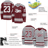 Custom Burgundy White-Gray Reversible Double Side Hockey Jersey