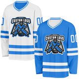 Custom Powder Blue-White Reversible Double Side Hockey Jersey