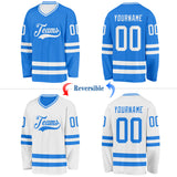 Custom Powder Blue-White Reversible Double Side Hockey Jersey
