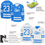 Custom Powder Blue-White Reversible Double Side Hockey Jersey