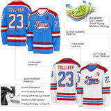Custom Powder Blue White-Red Reversible Double Side Hockey Jersey