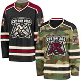 Custom Camo Vintage USA Flag Cream-Black Reversible Double Side Hockey Jersey