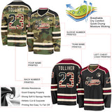 Custom Camo Vintage USA Flag Cream-Black Reversible Double Side Hockey Jersey