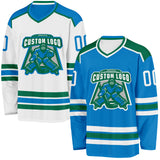 Custom Blue White-Kelly Green Reversible Double Side Hockey Jersey
