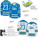 Custom Blue White-Kelly Green Reversible Double Side Hockey Jersey