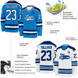 Custom Blue White-Navy Reversible Double Side Hockey Jersey