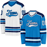Custom Blue White-Navy Reversible Double Side Hockey Jersey